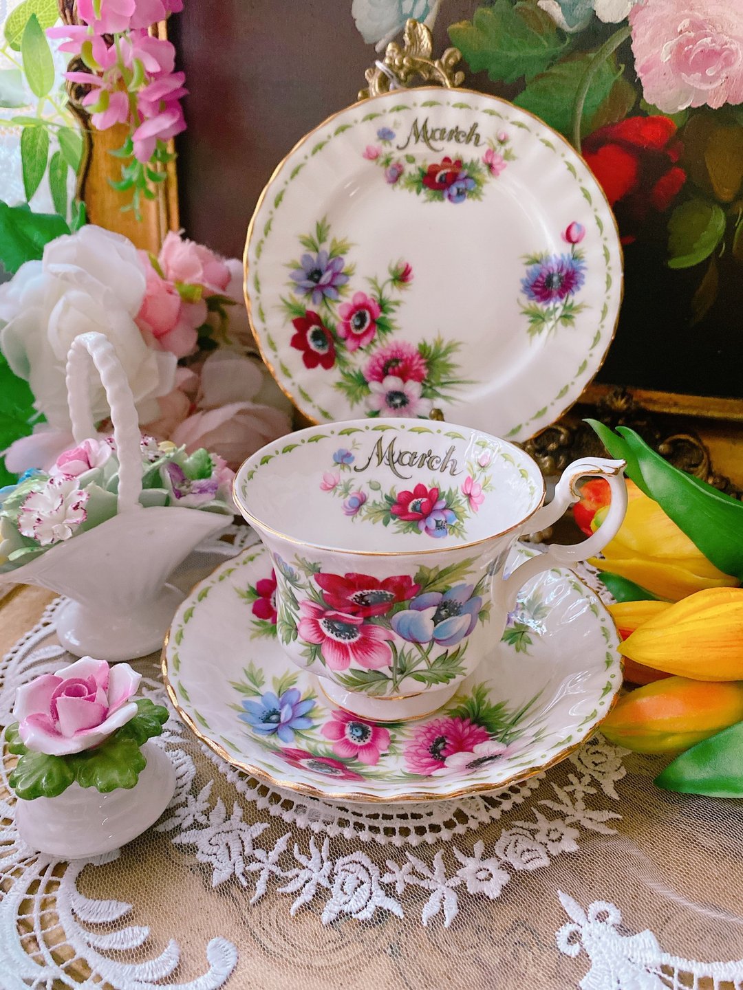 英国骨瓷皇家阿尔巴特Royal Albert月份杯三月葵花花茶杯咖啡杯 - 茶具/茶杯 - 瓷 多色