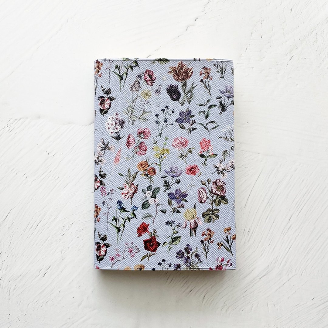 Book Cover FLORAL FLOWER Gray / paperback / Fake leather / flower - 书衣/书套 - 人造皮革 灰色