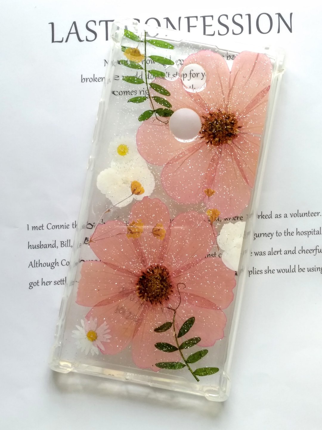 手作押花手机保护壳,Sony Xpedia XA2 Ultra, 库存出清 - 手机壳/手机套 - 塑料 粉红色