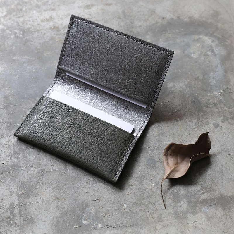 名片夹 卡片夹 鼠尾草绿/金属银 定制化礼物 - 名片夹/名片盒 - 真皮 绿色