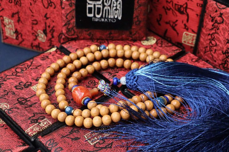 特精工六道木念珠 8mm108颗 蓝晶石隔珠 定制化设计 佛珠 流苏款 - 手链/手环 - 植物．花 