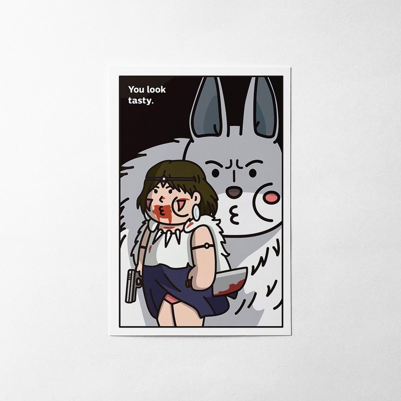 cheeky cheeky 恶搞宫崎骏电影 动画 幽灵公主 魔法公主 明信片 - 卡片/明信片 - 纸 白色
