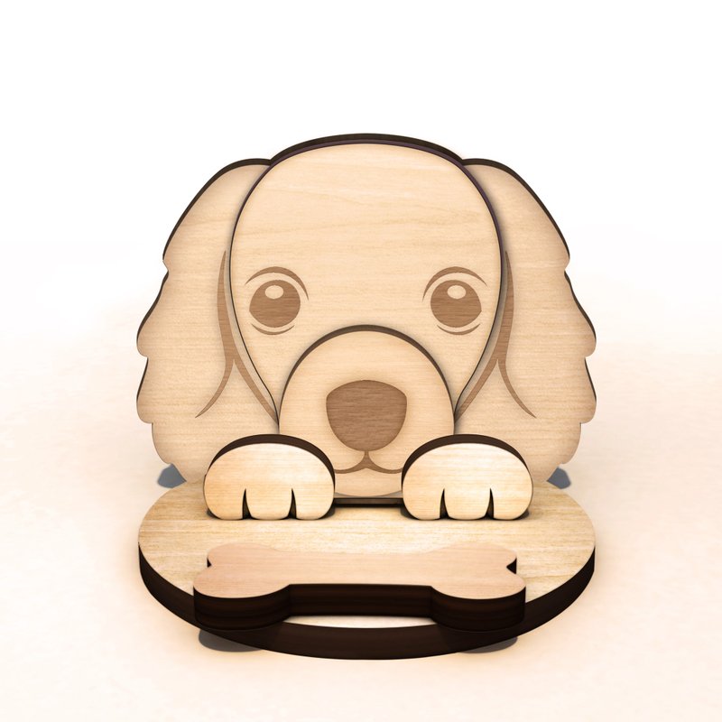 奶油腊肠手工木制手机/平板座/名片座+集线memo,定制刻字 - 手机座/防尘塞 - 木头 咖啡色