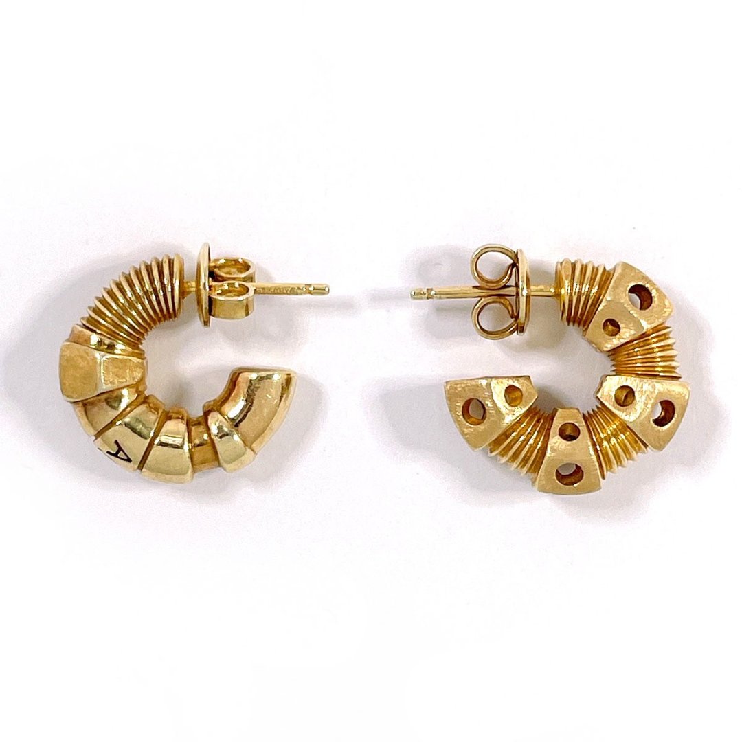 【日本直运 二手美品】Bottega Veneta BV 耳环 Thread Hoop Earrings 925 纯银 金色 - 耳环/耳夹 - 纯银 金色