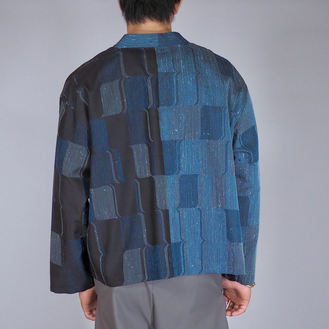 【日本制造】复古和服翻拍、长袖衬衫男式 M~L、靛蓝、黑色 - 男装衬衫 - 丝．绢 蓝色