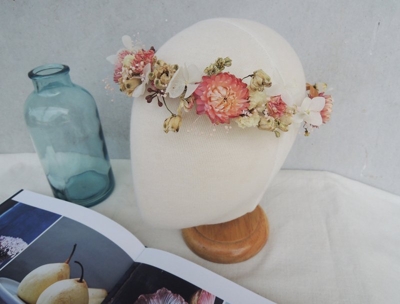 微甜·圈 手作 典雅 3/4圈 干燥花 花环 孕妇写真 花冠 现货 - 发饰 - 其他材质 粉红色