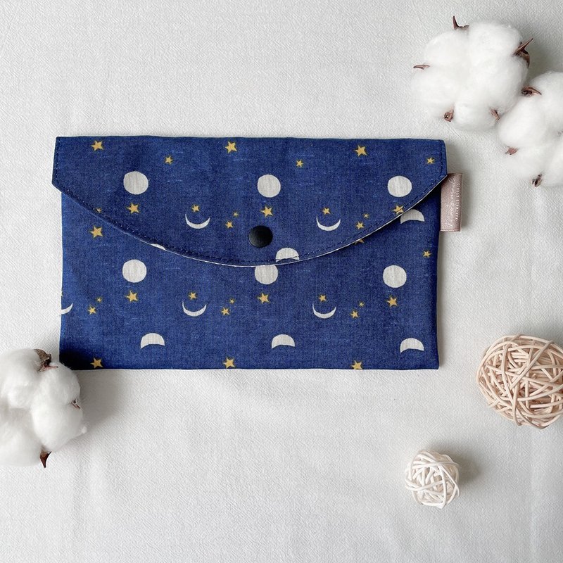 深夜星空 万用收纳袋 口罩收纳袋 存折袋 化妆包 收纳袋 - 化妆包/杂物包 - 棉．麻 