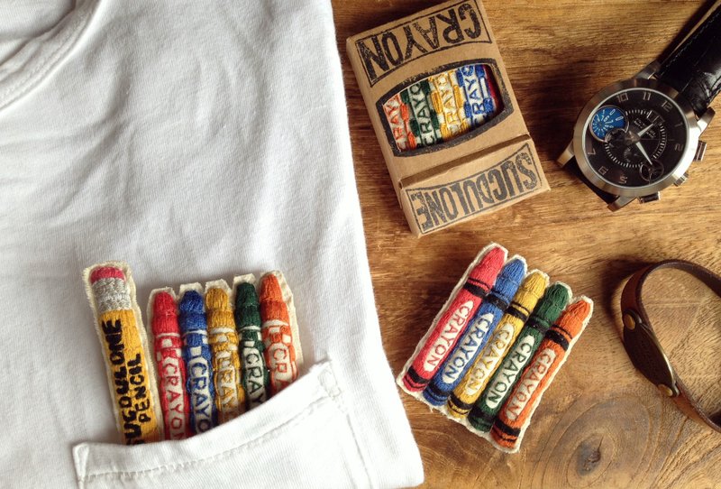 文具系列 蜡笔 (一组) / 手工刺绣 别针 胸针 扣针 - 胸针 - 绣线 多色