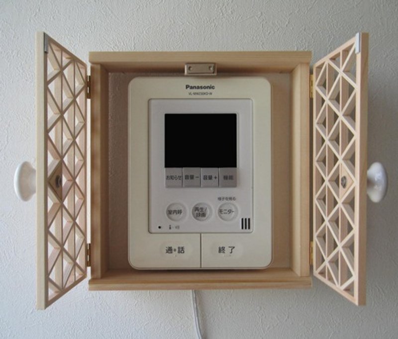 Kumiko Door phone Cover. Double door - 墙贴/壁贴 - 木头 