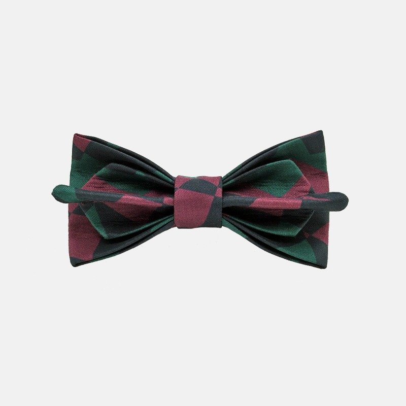 Young Chinese Blood男士三色拼接华丽几何印花真丝手工领结限量版 - 领带/领带夹 - 丝．绢 多色