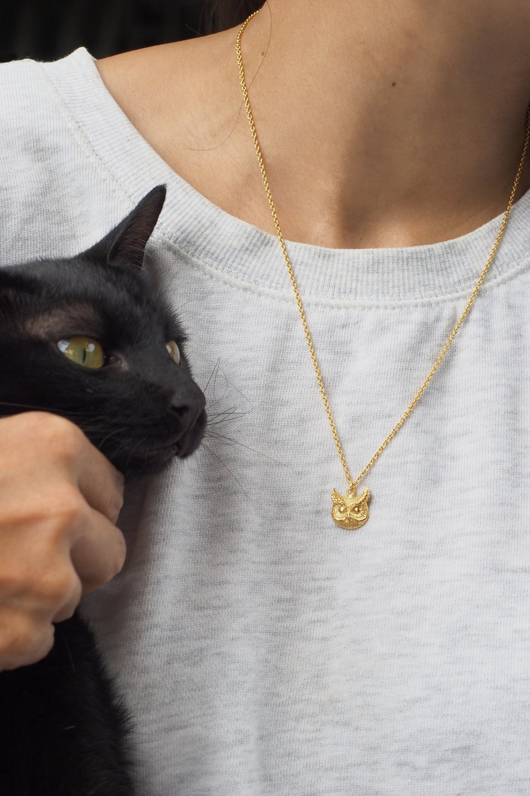 Merry 大雕鸮项链，纯银，猫头鹰项链。 - 项链 - 纯银 金色