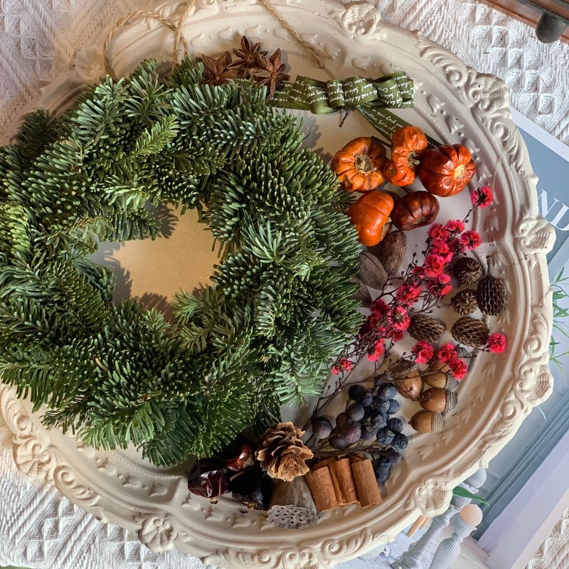 【预购】诺贝松圣诞花圈 DIY材料包-经典丰盛款.圣诞礼物 - 植栽 - 植物．花 橘色