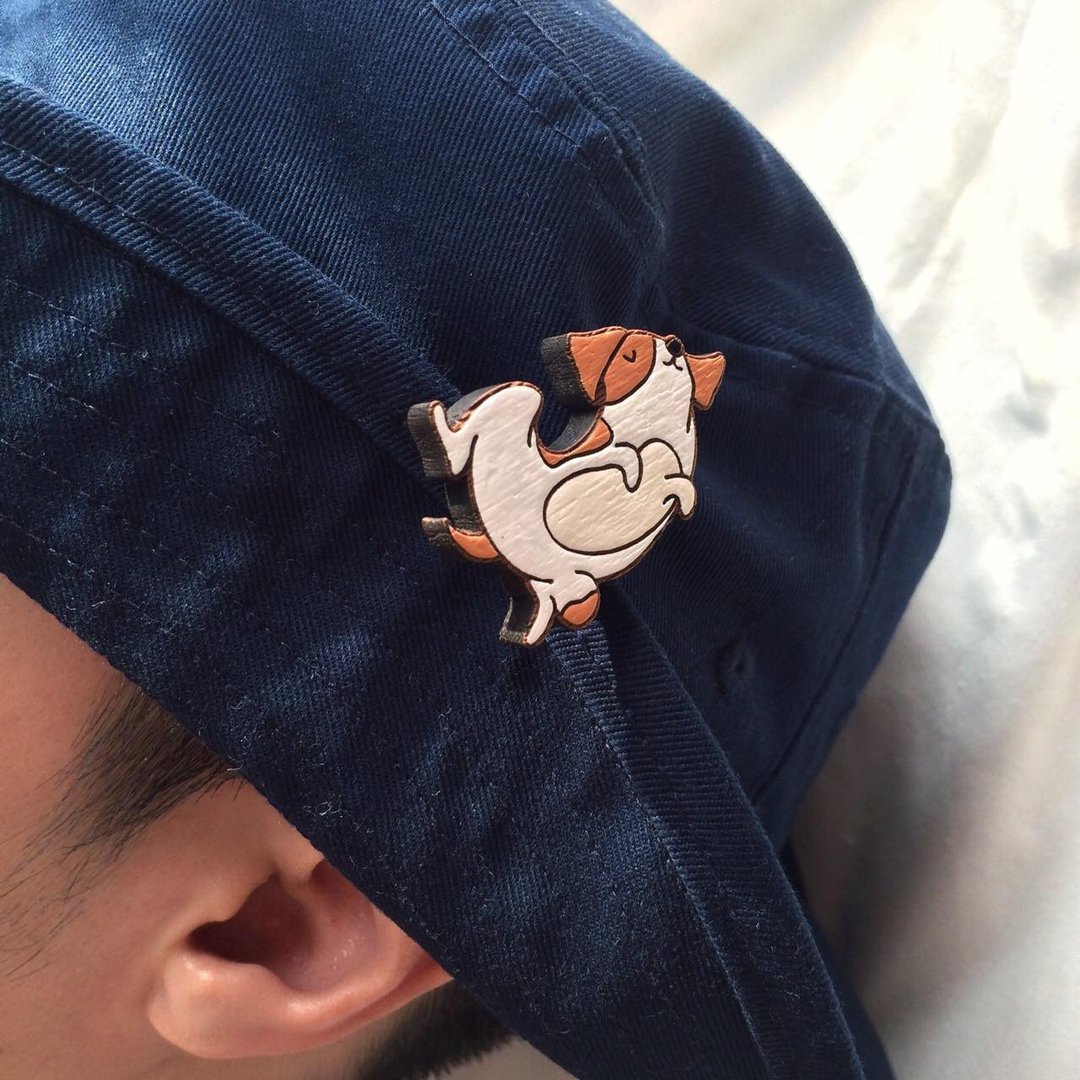 Wooden brooch jack russell terrier - 胸针 - 木头 咖啡色