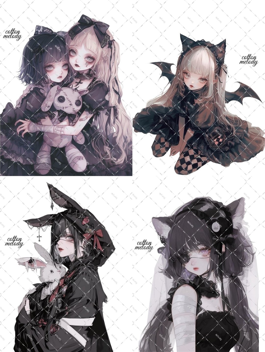 【期间限定】万圣节 20种各3张 / cotton melody / 少量组 / 人物贴纸 / 赠品 【dark gothic】 - 贴纸 - 纸 