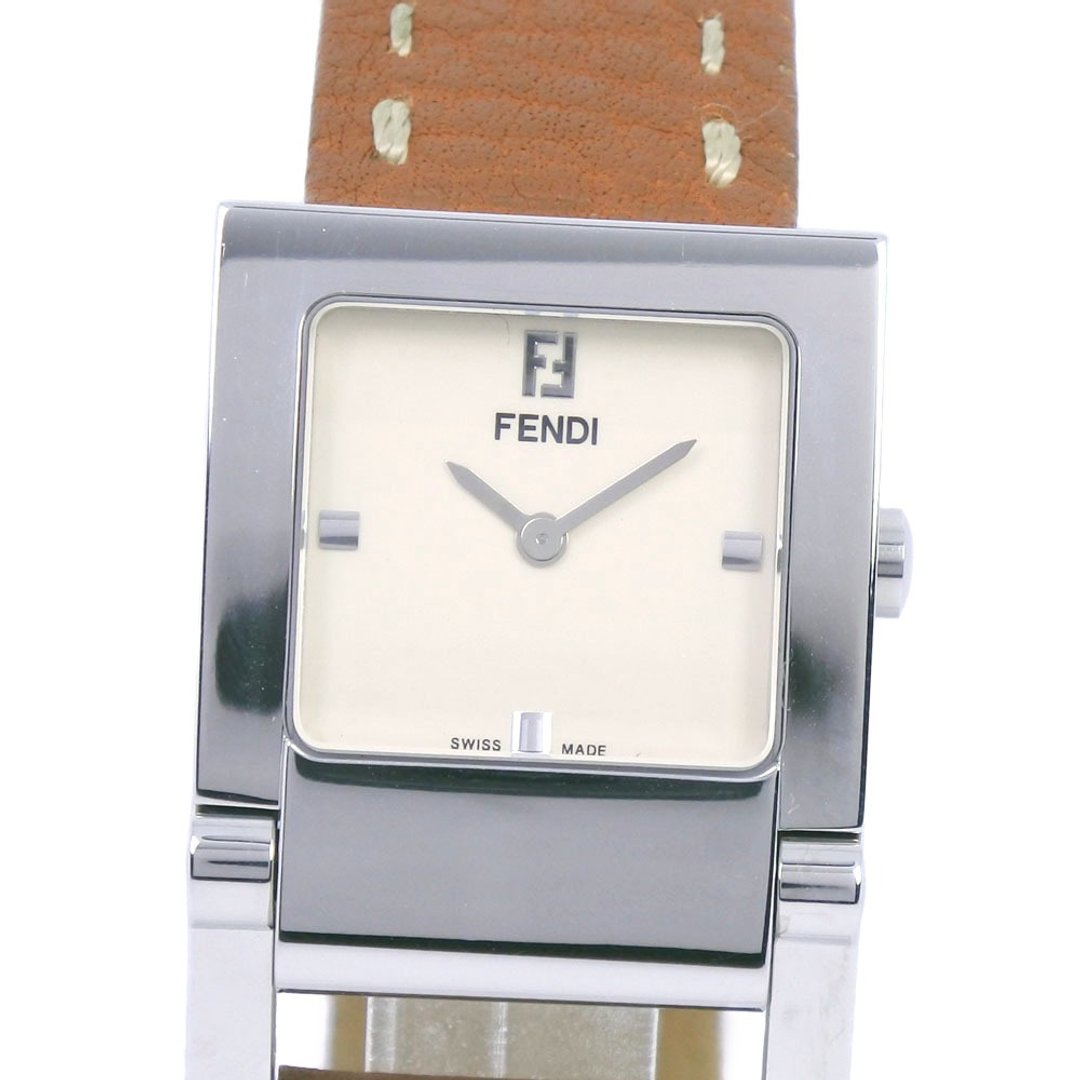 [日本直邮] FENDI Orologi 手表 004-5200G-452 SS x 皮革棕石英 米色表盘 女款 [二手] - 女表 - 不锈钢 白色