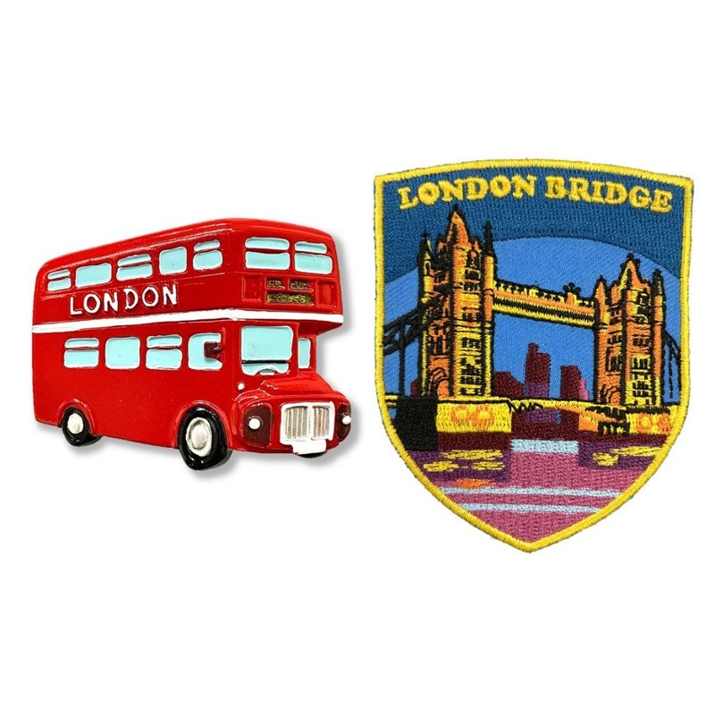 英国双层巴士白板磁铁+英国 伦敦铁桥立体绣贴【2件组】网红打卡 - 冰箱贴/磁贴 - 橡胶 多色