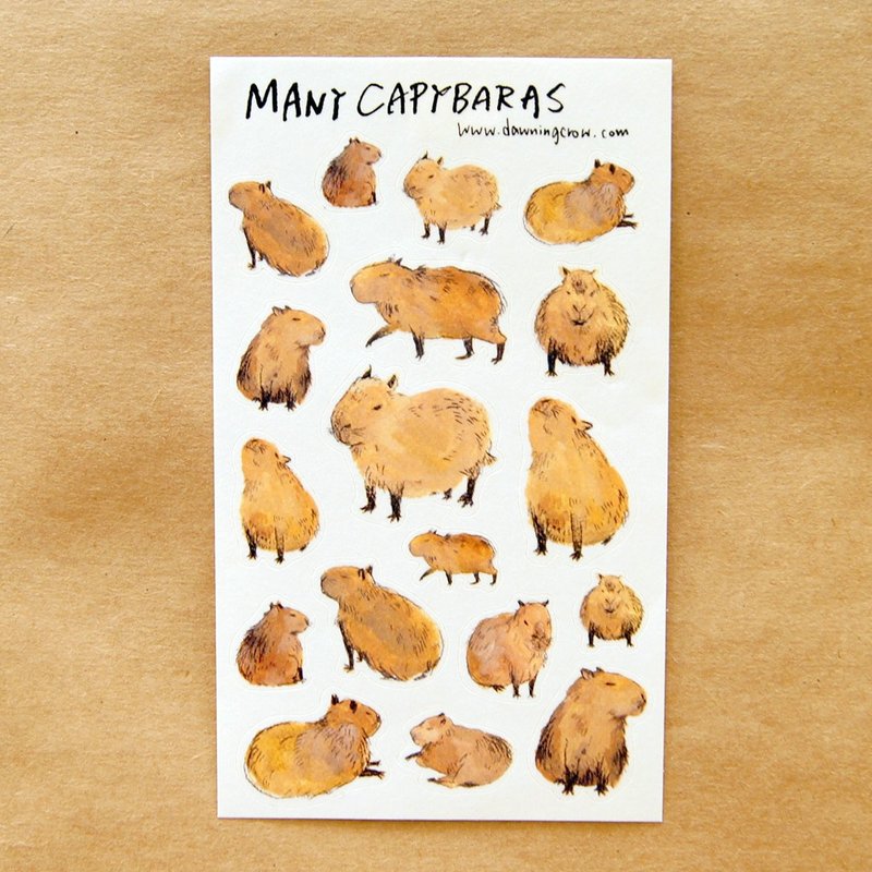 水豚贴纸 - 贴纸 - 纸 卡其色