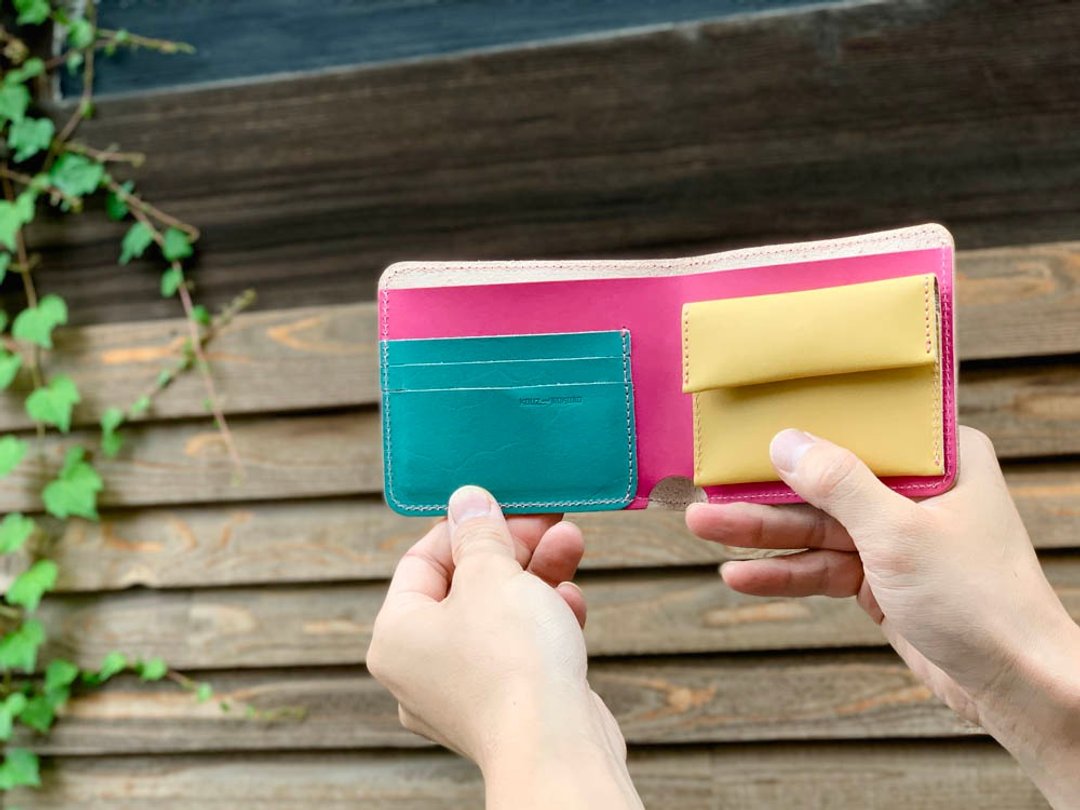 SHORT Mood Agar Candy Pop Short Flat Wallet Sakosh OK SFW-TPTY-P - 皮夹/钱包 - 真皮 红色