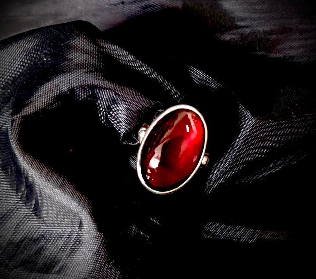 Garnet silver ring - 戒指 - 银 银色