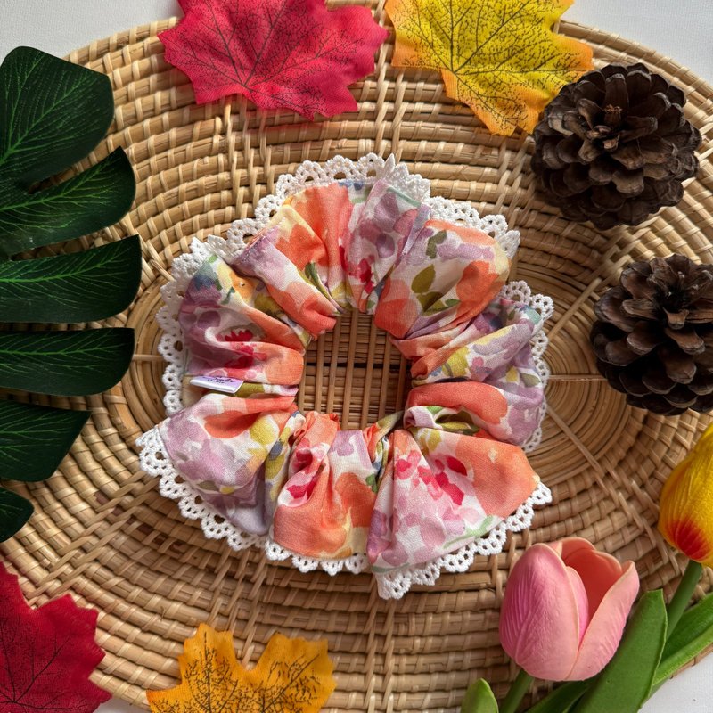 花朵图案蕾丝边发圈，甜美风格 - 发饰 - 棉．麻 