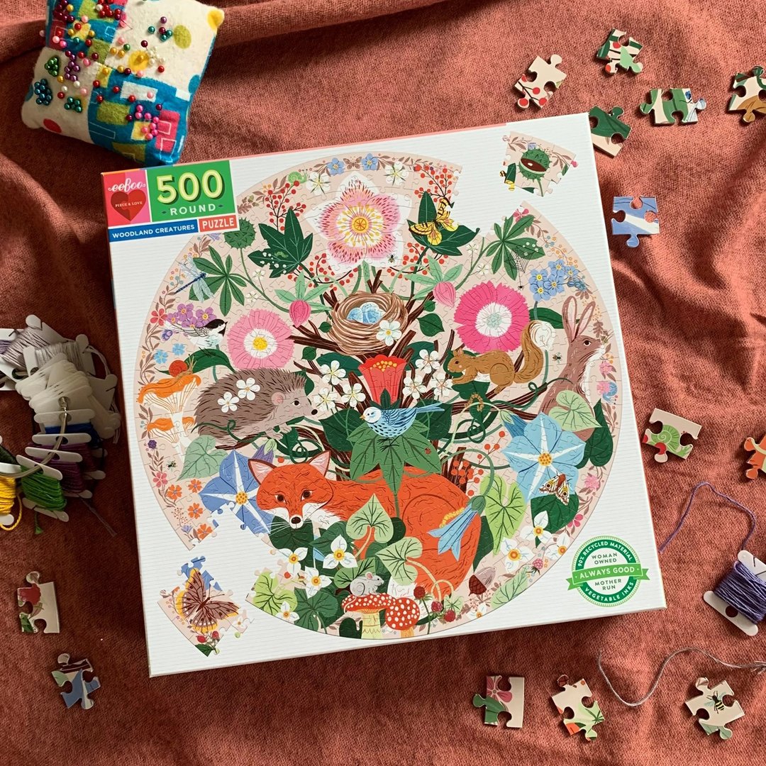 eeBoo 500片圆形拼图 - 森林动物  Woodland Creatures 500 Piece - 拼图 - 纸 多色