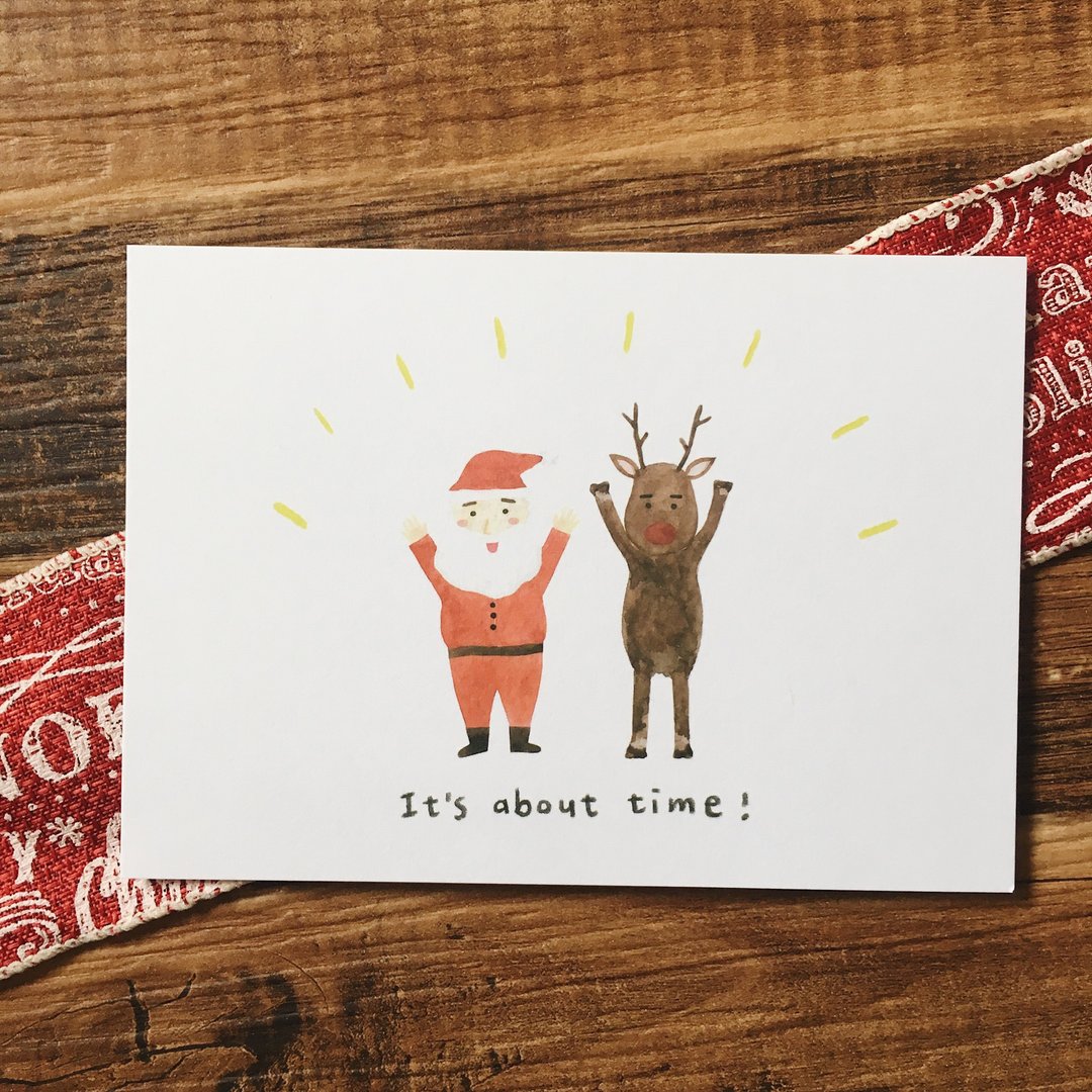It's About Time /圣诞明信片 - 卡片/明信片 - 纸 白色