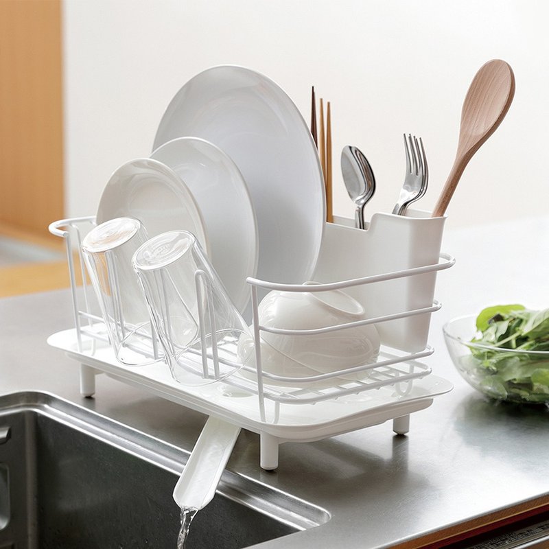 日本RISU 加大型杯盘碗碟沥水篮(附筷筒)-2色可选 - 收纳用品 - 其他金属 白色