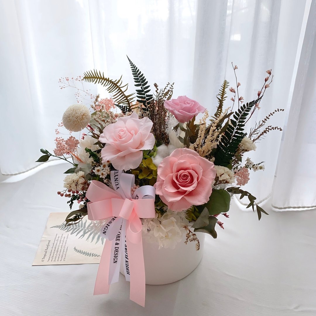 YUNYUN【特大盆花】永生干燥祝贺盆花 / 限新竹县市 - 干燥花/捧花 - 植物．花 粉红色