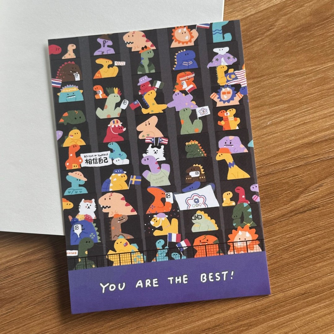 YOU ARE THE BEST 恐龙明信片 - 卡片/明信片 - 纸 多色