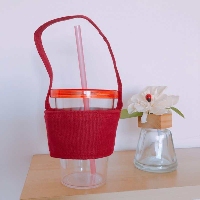 素色环保杯袋 深红 - 随行杯提袋/水壶袋 - 其他人造纤维 红色