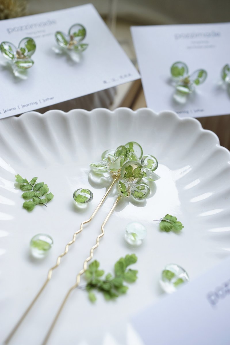 Larmes 花之泪光 - Dried Adiantum Capillus Veneris 铁线蕨发插 - 发饰 - 植物．花 绿色