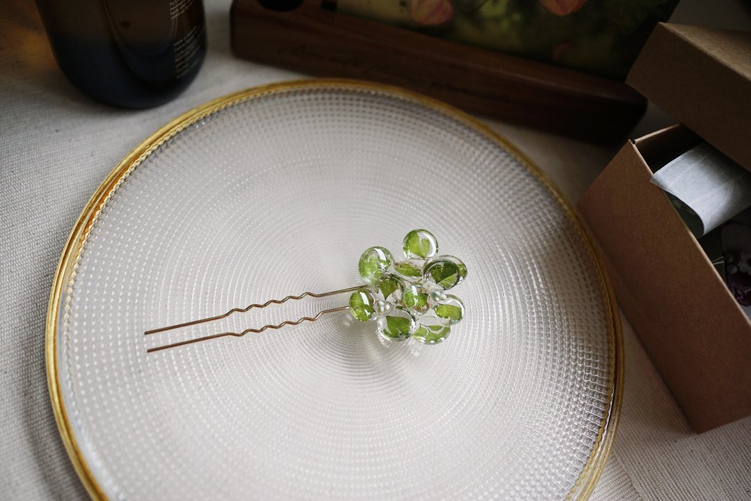 Larmes 花之泪光 - Dried Adiantum Capillus Veneris 铁线蕨发插 - 发饰 - 植物．花 绿色