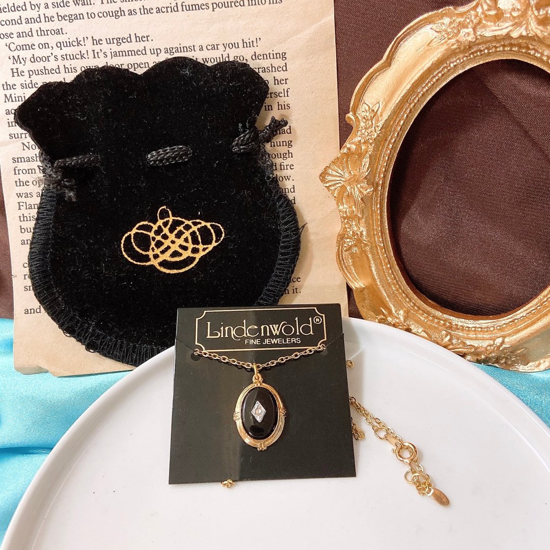 【西洋古董饰品】Lindenwold 附袋华丽皇家维多利亚感 莱茵钻项链 - 项链 - 贵金属 蓝色