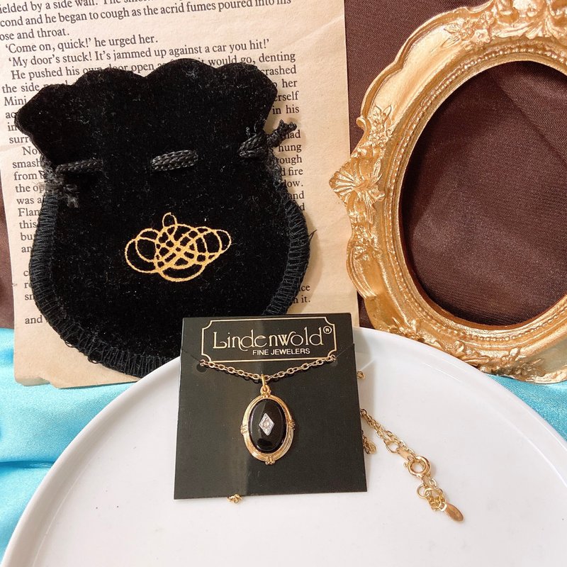 【西洋古董饰品】Lindenwold 附袋华丽皇家维多利亚感 莱茵钻项链 - 项链 - 贵金属 蓝色