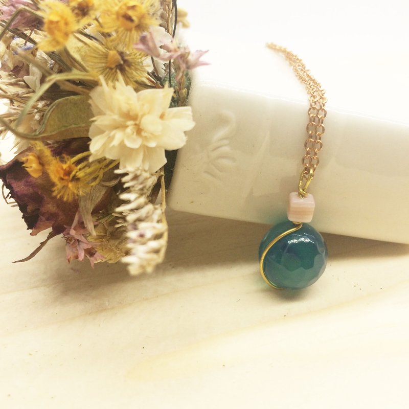 老林杂货Travelin-夏天尾巴系列-宝物-玛瑙天然石手作短项链   - 项链 - 宝石 蓝色