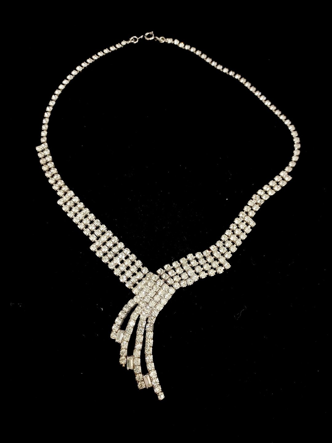 vintage jewelry  华丽璀璨莱茵水钻流苏 项链 - 项链 - 其他金属 