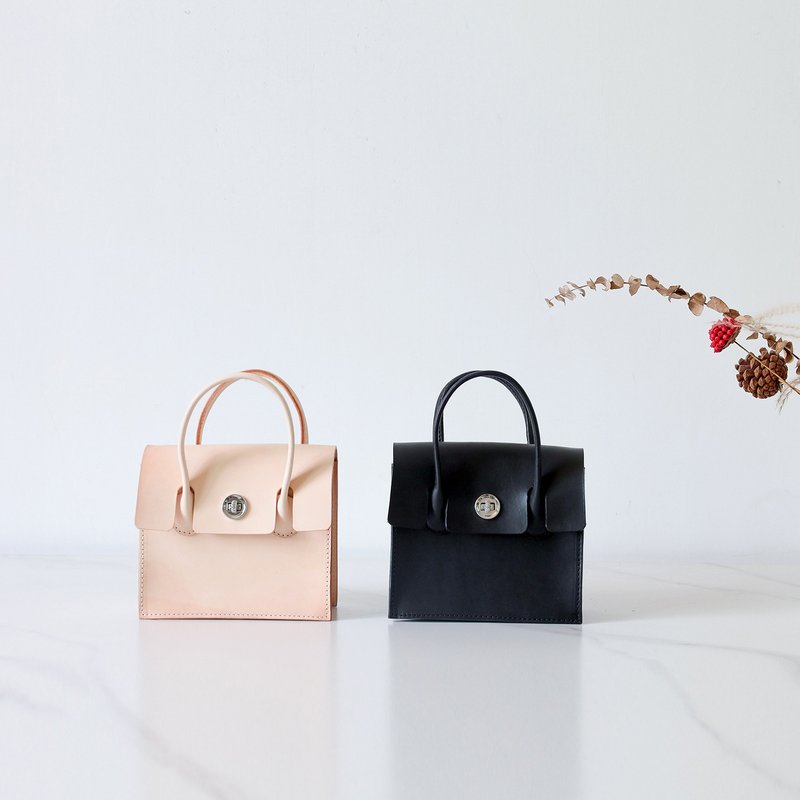 【切线派】TANGENT LINEAR 复古方盒小挎包迷你马鞍包 - 侧背包/斜挎包 - 真皮 黑色