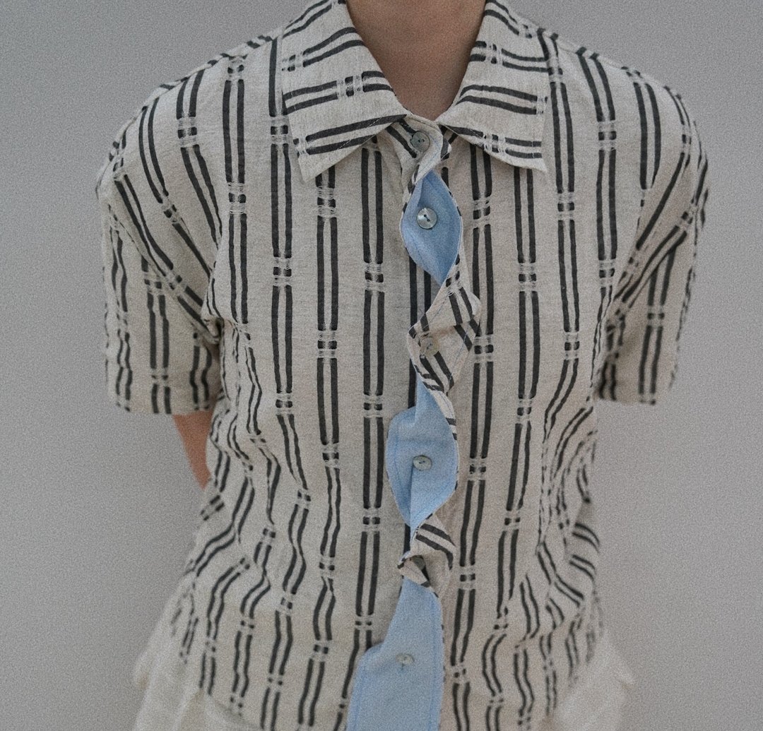 【海浪领带/造型】古典复古风/手工可拆卸衬衫/半裙 - 女装衬衫 - 棉 白色