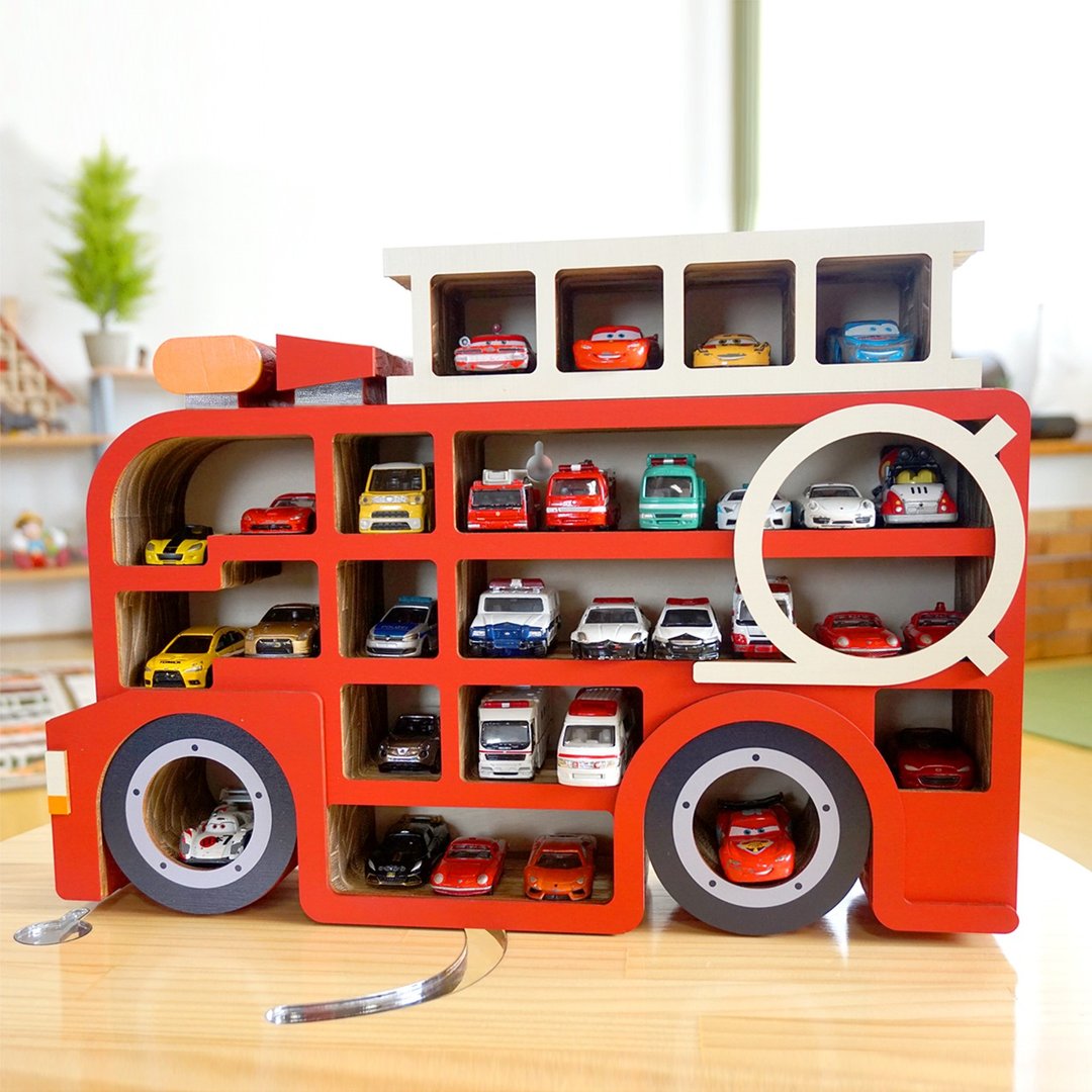 Wood Garage/Fire Engine - 儿童家具 - 木头 红色