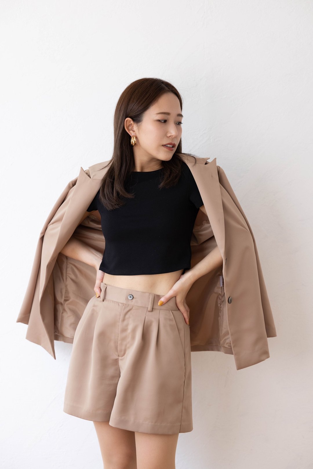 日本制造量身定制的绸缎外套 - 女装休闲/机能外套 - 其他人造纤维 咖啡色