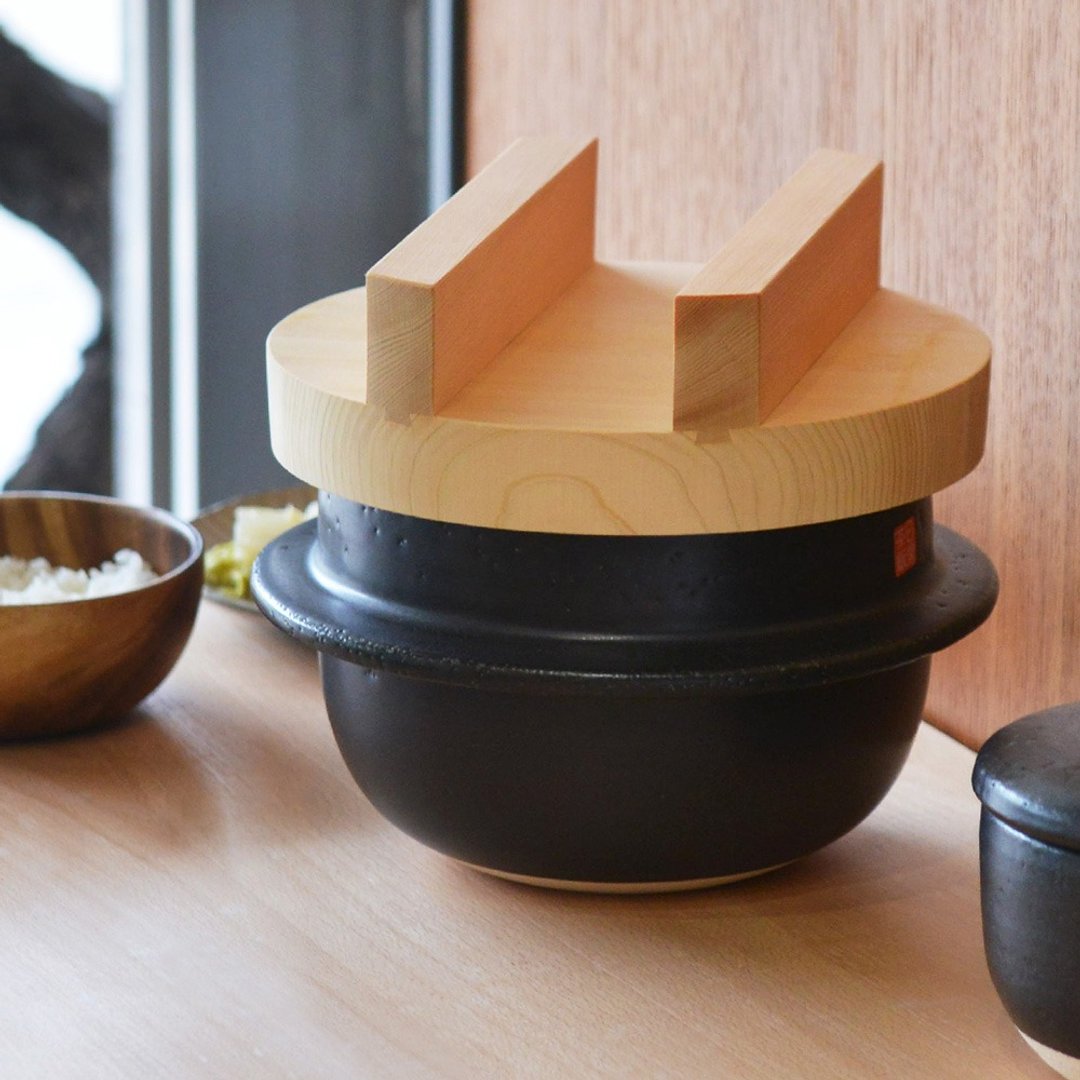 日本FORMLADY 日制万古烧三合炊木盖羽釜炊饭锅(附内盖) - 锅具/烤盘 - 陶 黑色