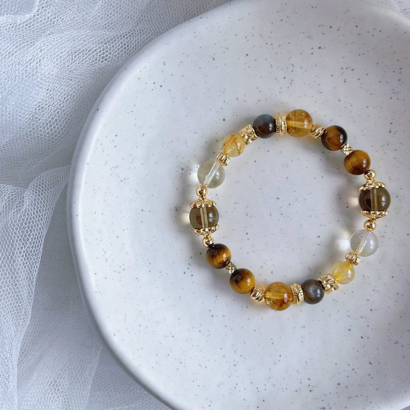 秋色焙茶丨黄水晶+黄虎眼丨偏财旺运 勇气抗压丨定制化水晶手链 - 手链/手环 - 水晶 黄色