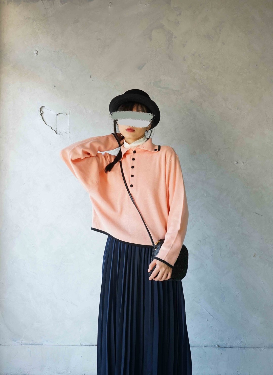 寻宝古着-草莓蛋糕粉红黑边短版POLO领毛衣 - 女装针织衫/毛衣 - 羊毛 粉红色