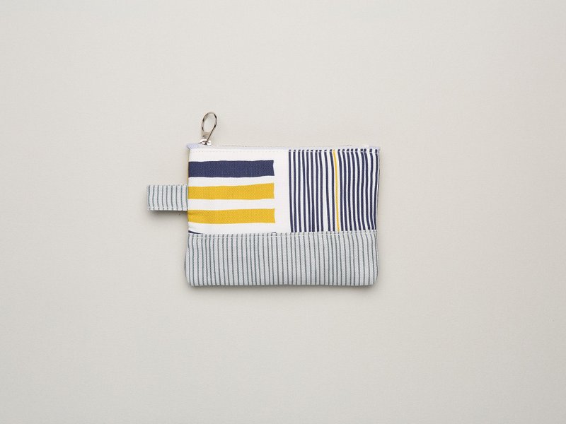 零钱包 /  铁皮屋 黄蓝/蓝灰条  Coin Purse - 零钱包 - 棉．麻 