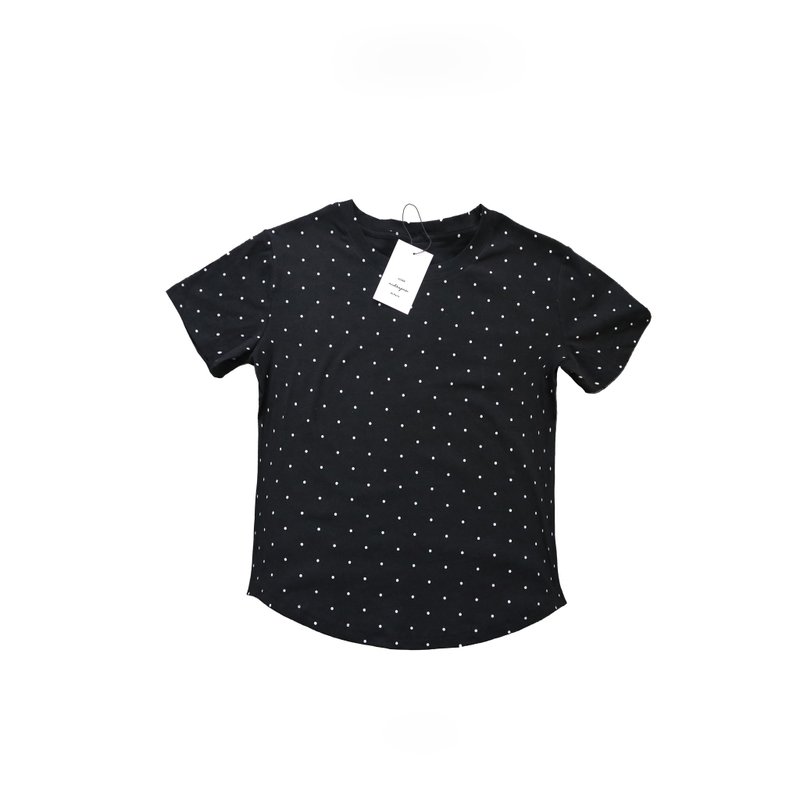 法式巴黎黑白点点棉T-SHIRT上衣 - 女装 T 恤 - 棉．麻 黑色