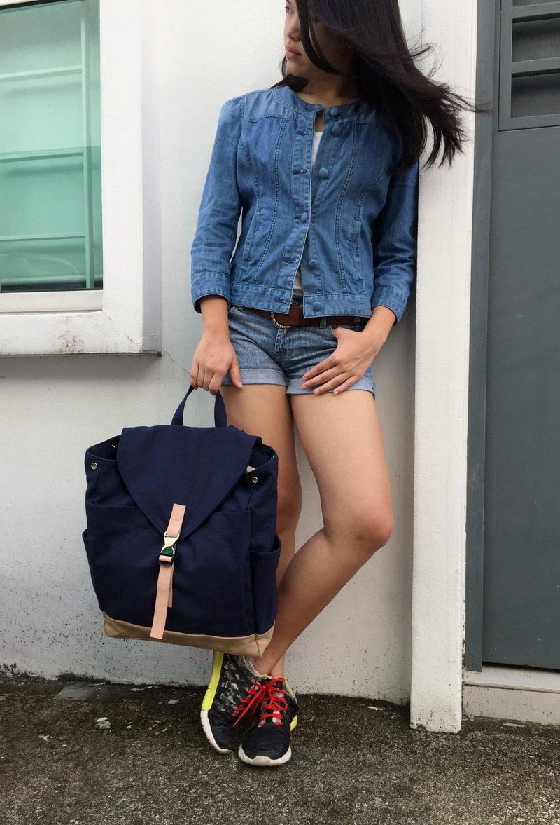 大容量书包 帆布笔电后背包 旅行背包 男女学校背包  - no.108 - 后背包/双肩包 - 棉．麻 蓝色