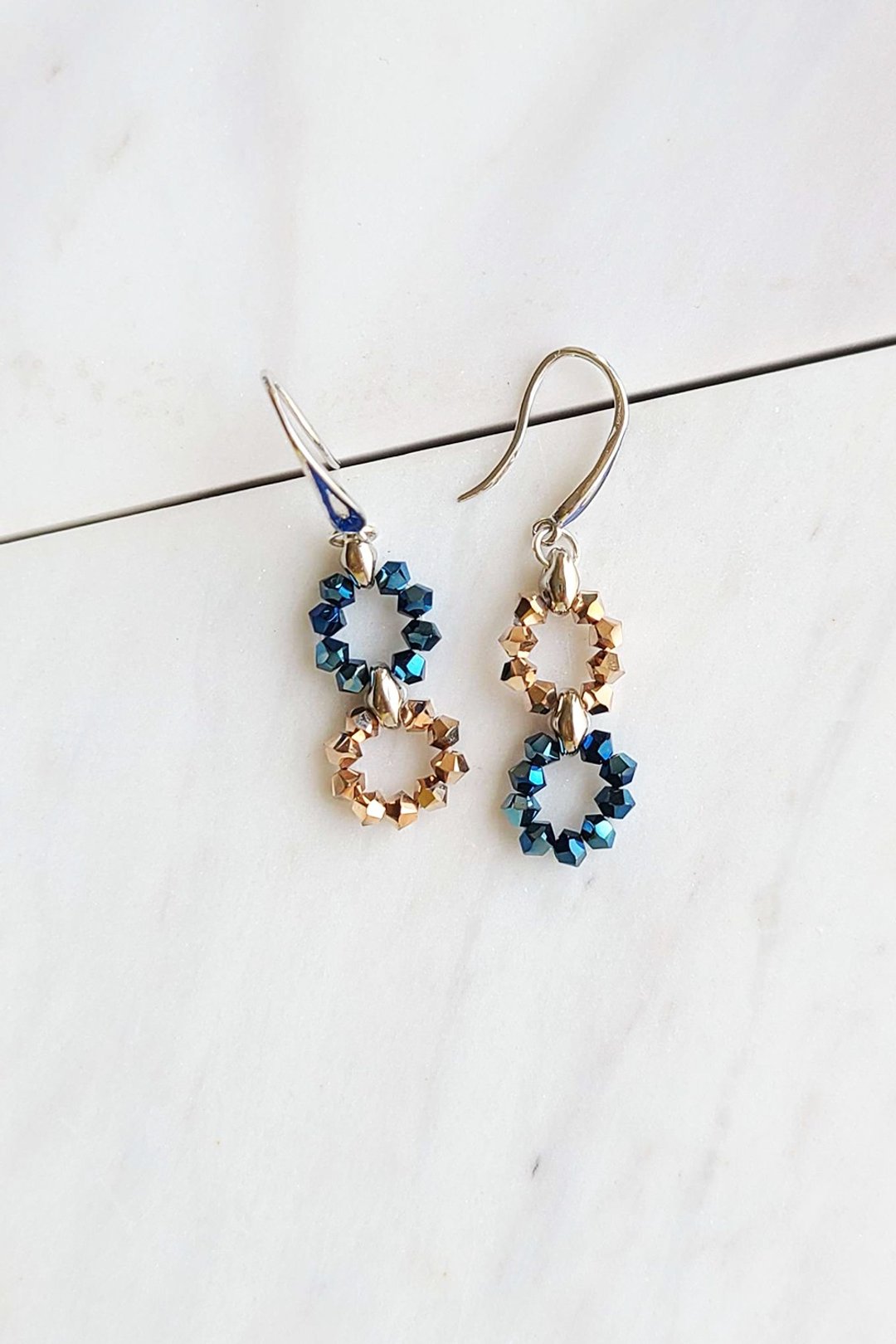 Swarovski Crystals 小圈耳环 / 清新简约 - 耳环/耳夹 - 其他材质 蓝色