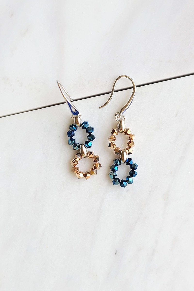 Swarovski Crystals 小圈耳环 / 清新简约 - 耳环/耳夹 - 其他材质 蓝色