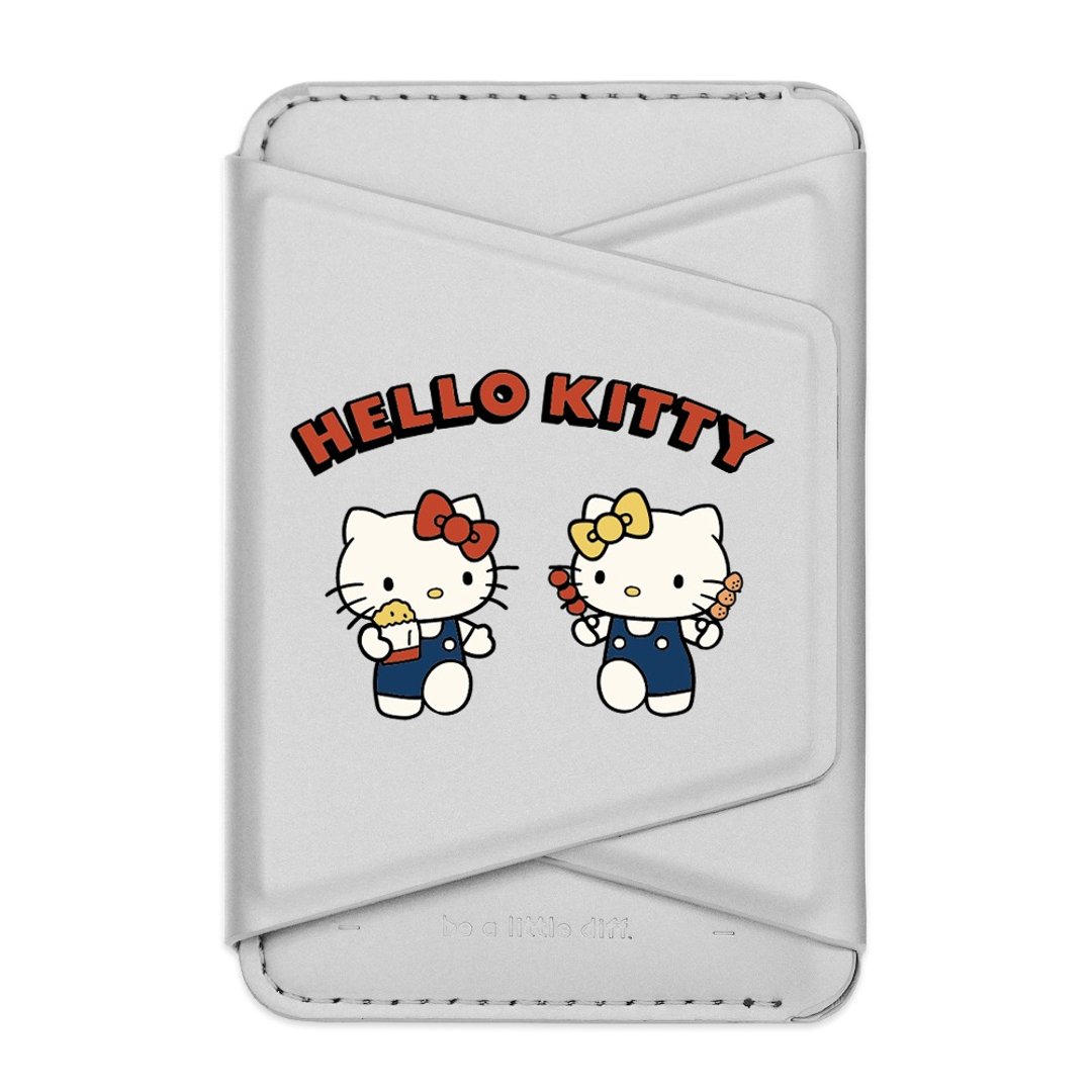 HelloKitty 请你吃糖葫芦 银色款 支架磁吸卡包 手机支架 - 手机座/防尘塞 - 人造皮革 银色