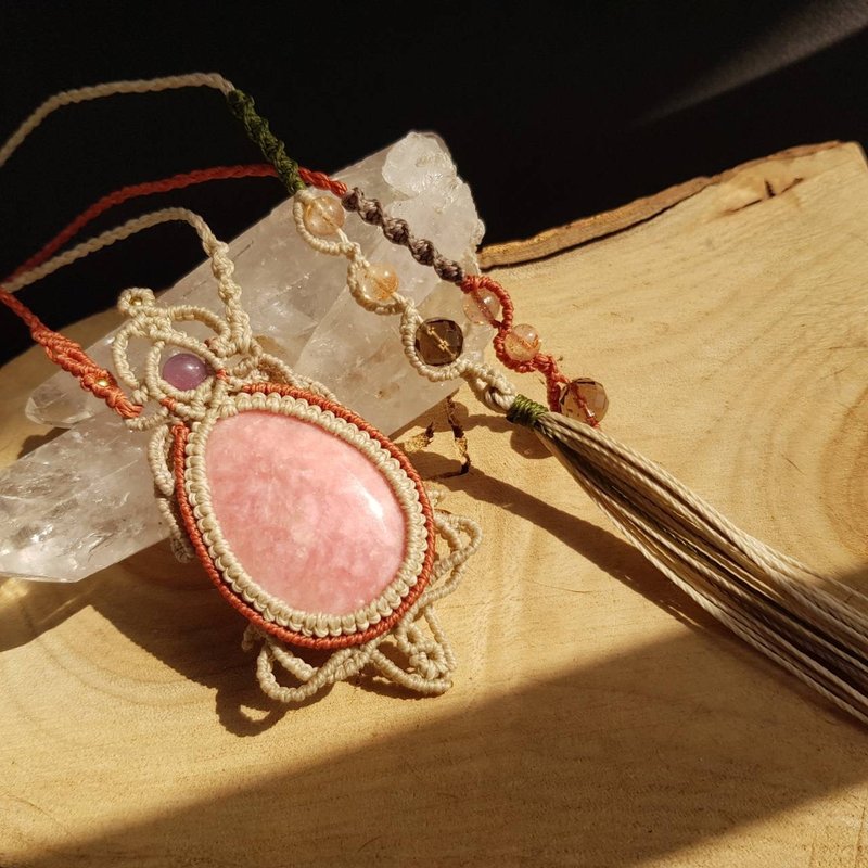 柔美蔷薇辉石 Rhodonite 南美编织项链 - 项链 - 半宝石 